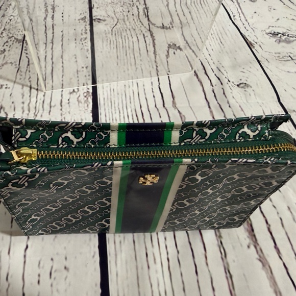 Tory Burch Gemini Link Green Zip Top Cosmetic Clutch - Picture 5 of 5
